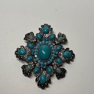 Vintage WEIN Silver and Blue Cabochon Costume Brooch